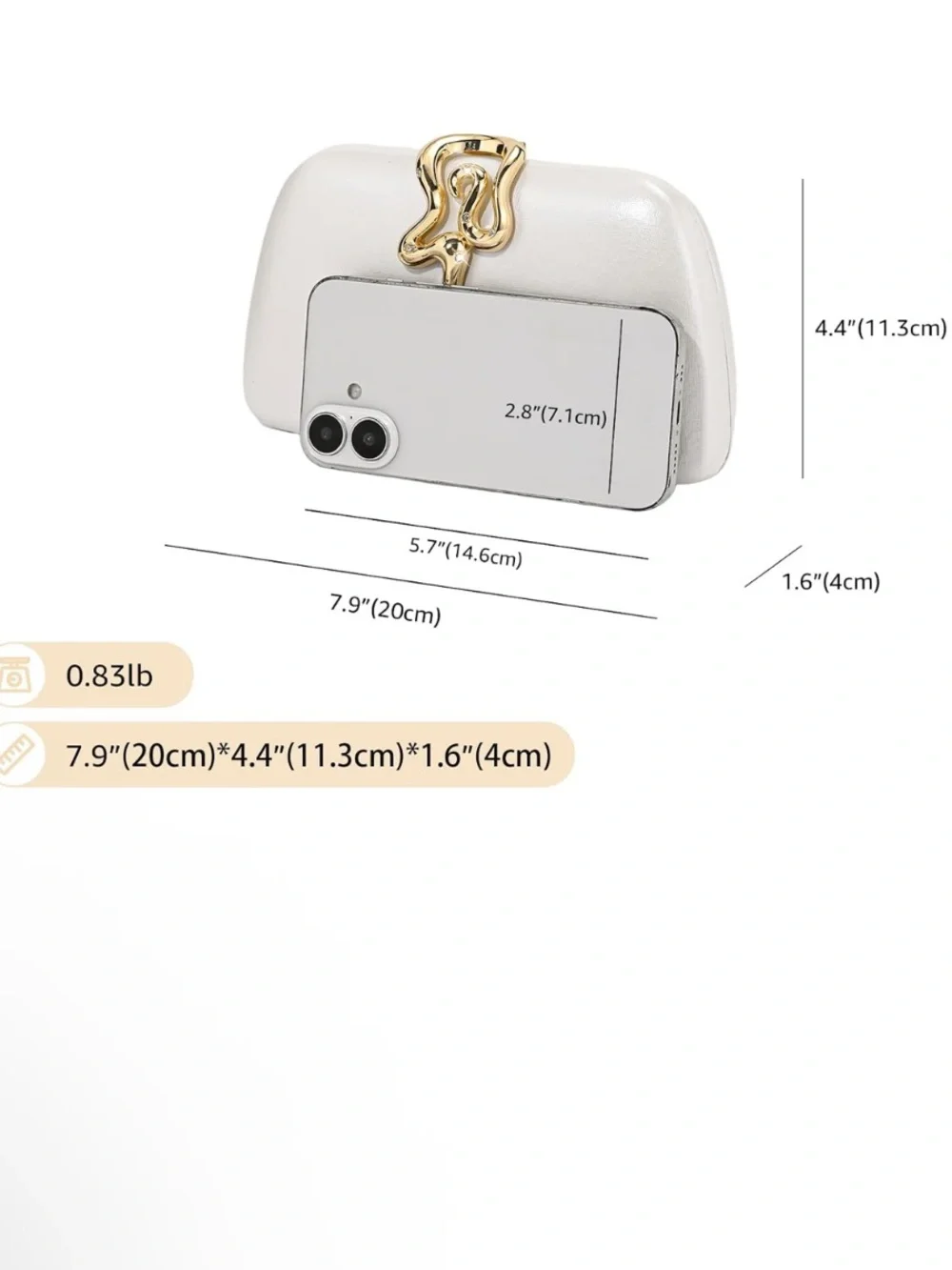 Elegant White Clutch with Gold Snake Accent